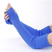 (Free Size )( blue) long glove Autumn and Winter knitting woolen man woman warm sleeves