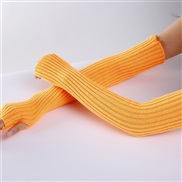 (Free Size )(orange) long glove Autumn and Winter knitting woolen man woman warm sleeves