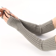 (Free Size )( gray) long glove Autumn and Winter knitting woolen man woman warm sleeves