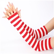 (Free Size )( red + while ) long glove Autumn and Winter knitting woolen man woman warm sleeves