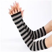 (Free Size )( black + Light gray) long glove Autumn and Winter knitting woolen man woman warm sleeves