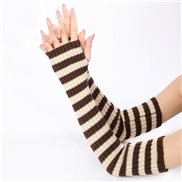 (Free Size )( Brown+) long glove Autumn and Winter knitting woolen man woman warm sleeves