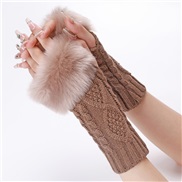 ( khaki)rhombus short style glove Autumn and Winter woolen sleeves woman sleeves knitting warm