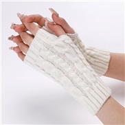 (Free Size )( white) Autumn and Winter knitting sleeves pattern short style glove man lady woolen warm