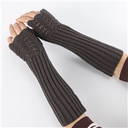 (Free Size )( Dark grey) Autumn and Winter man lady knitting glove medium long style woolen sleeves warm