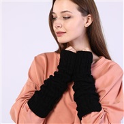 ( black)twisted long glove Korean style woman Autumn and Winter half woolen glove knitting warm sleeves