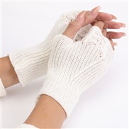 ( white)short style woolen glove Autumn and Winter woman student fashion knitting warm sleeves sleeves