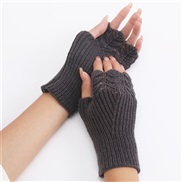 ( Dark grey)short style woolen glove Autumn and Winter woman student fashion knitting warm sleeves sleeves