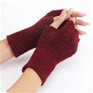 ( Red wine)short style woolen glove Autumn and Winter woman student fashion knitting warm sleeves sleeves