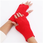 ( red )short style woolen glove Autumn and Winter woman student fashion knitting warm sleeves sleeves