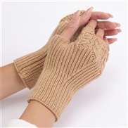 ( Beige)short style woolen glove Autumn and Winter woman student fashion knitting warm sleeves sleeves