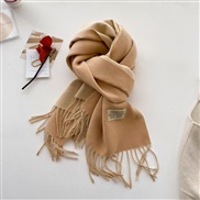 (200*65cm)Double surface pure color scarf woman Autumn and Winter thick imitate sheep velvet Collar wind day tassel sha