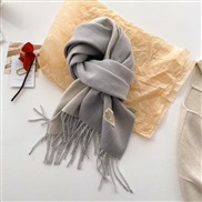 (200*65cm)(   Light gray)Double surface pure color scarf woman Autumn and Winter thick imitate sheep velvet Collar wind