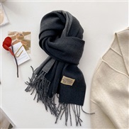 (200*65cm)(   Black grey )Double surface pure color scarf woman Autumn and Winter thick imitate sheep velvet Collar win