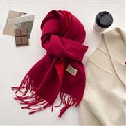 (200*65cm)(  red )Double surface pure color scarf woman Autumn and Winter thick imitate sheep velvet Collar wind day ta