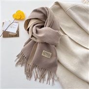 (200*65cm)Double surface pure color scarf woman Autumn and Winter thick imitate sheep velvet Collar wind day tassel sha