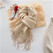 (200*65cm)(  rice white)Double surface pure color scarf woman Autumn and Winter thick imitate sheep velvet Collar wind 