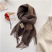 (200*65cm)(   dark coffee)Double surface pure color scarf woman Autumn and Winter thick imitate sheep velvet Collar win