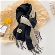 (200*65cm)( black and white)Double surface pure color scarf woman Autumn and Winter thick imitate sheep velvet Collar w