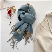 (200*65cm)(   blue )Double surface pure color scarf woman Autumn and Winter thick imitate sheep velvet Collar wind day 