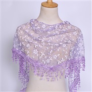 (125-36cm)(  Lilac colour)spring autumn floral lace Korean style triangle head   classic draughty hollow pure color wom