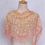 (125-36cm)( orange)spring autumn floral lace Korean style triangle head   classic draughty hollow pure color woman tria