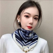 ( blue )autumn fashion trend lady retro print buckle scarf warm Collar