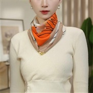 (orange)autumn fashion trend lady retro print buckle scarf warm Collar