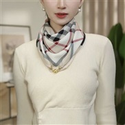 ( khaki)autumn fashion trend lady retro print buckle scarf warm Collar