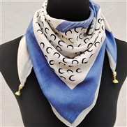 ( blue )autumn fashion trend lady retro print buckle scarf warm Collar