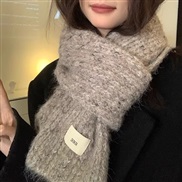 (165)( Light gray) wool scarf knitting woolen woman high warm Collar Korean style shawl color