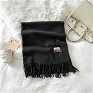 (190*70cm)(LM    black)scarf woman pure color imitate sheep velvet Autumn and Winter fashion high medium long style war