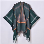 (130x150cm)( stripe green)classic pattern shawl Autumn and Winter lady thick knitting cardigan