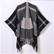 (130x150cm)( stripe black)classic pattern shawl Autumn and Winter lady thick knitting cardigan