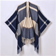 (130x150cm)( stripe Navy blue)classic pattern shawl Autumn and Winter lady thick knitting cardigan