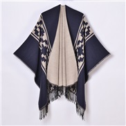 (130x150cm)( Navy blue) lady shawl occidental style brief tassel high quality Jacquard slit big shawl