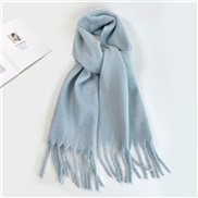 (40*210cm)(HM   blue )Autumn and Winter mohair scarf woman all-Purpose high color Collar occidental style pure color sh