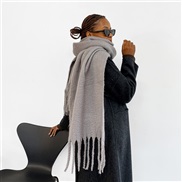 (40*210cm)(HM   gray)Autumn and Winter mohair scarf woman all-Purpose high color Collar occidental style pure color sha