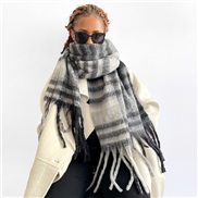 (40*210cm)(HM   gray)Autumn and Winter mohair scarf woman all-Purpose high color Collar occidental style pure color sha