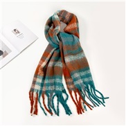 (40*210cm)(HM  Cyan )Autumn and Winter mohair scarf woman all-Purpose high color Collar occidental style pure color sha