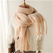 (240x38cm)(WT  apricot) scarf pure color all-Purpose Winter warm long tassel Collar man woman occidental style scarf