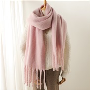 (240x38cm)(WT  pink) scarf pure color all-Purpose Winter warm long tassel Collar man woman occidental style scarf