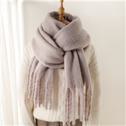 (240x38cm)(WT  gray ) scarf pure color all-Purpose Winter warm long tassel Collar man woman occidental style scarf