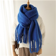 (240x38cm)(WT  sapphire blue ) scarf pure color all-Purpose Winter warm long tassel Collar man woman occidental style s