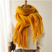 (240x38cm)(WT ) scarf pure color all-Purpose Winter warm long tassel Collar man woman occidental style scarf