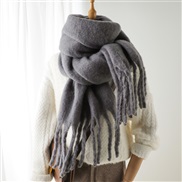 (240x38cm)(WT  Dark grey) scarf pure color all-Purpose Winter warm long tassel Collar man woman occidental style scarf