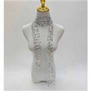 ( white) occidental style fashion lady sequin scarf personality trend wind