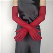 (55cm)( Red wine)sexy elegant lady super Thin long style black summer Sunscreen glove elasticity lace gauze eyes glove