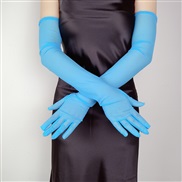 (55cm)( blue )sexy elegant lady super Thin long style black summer Sunscreen glove elasticity lace gauze eyes glove