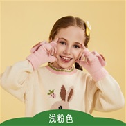 ( Cartoon  Pink)half child lovely warm glove Korean style samll Winter glove samll student Word glove